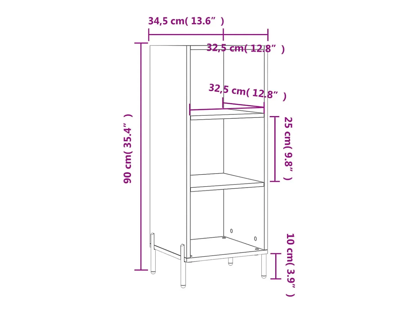 Aparador buffet cómoda mueble mueble de almacenaje organizador cocina salón salón 34,5 x 32,5 x 90 cm madera contrachapada gris 02_0031870