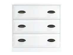Aparador buffet cómoda mueble almacenaje organizador cocina salón salón juego de 2 madera contrachapada blanco brillante 02_0036719