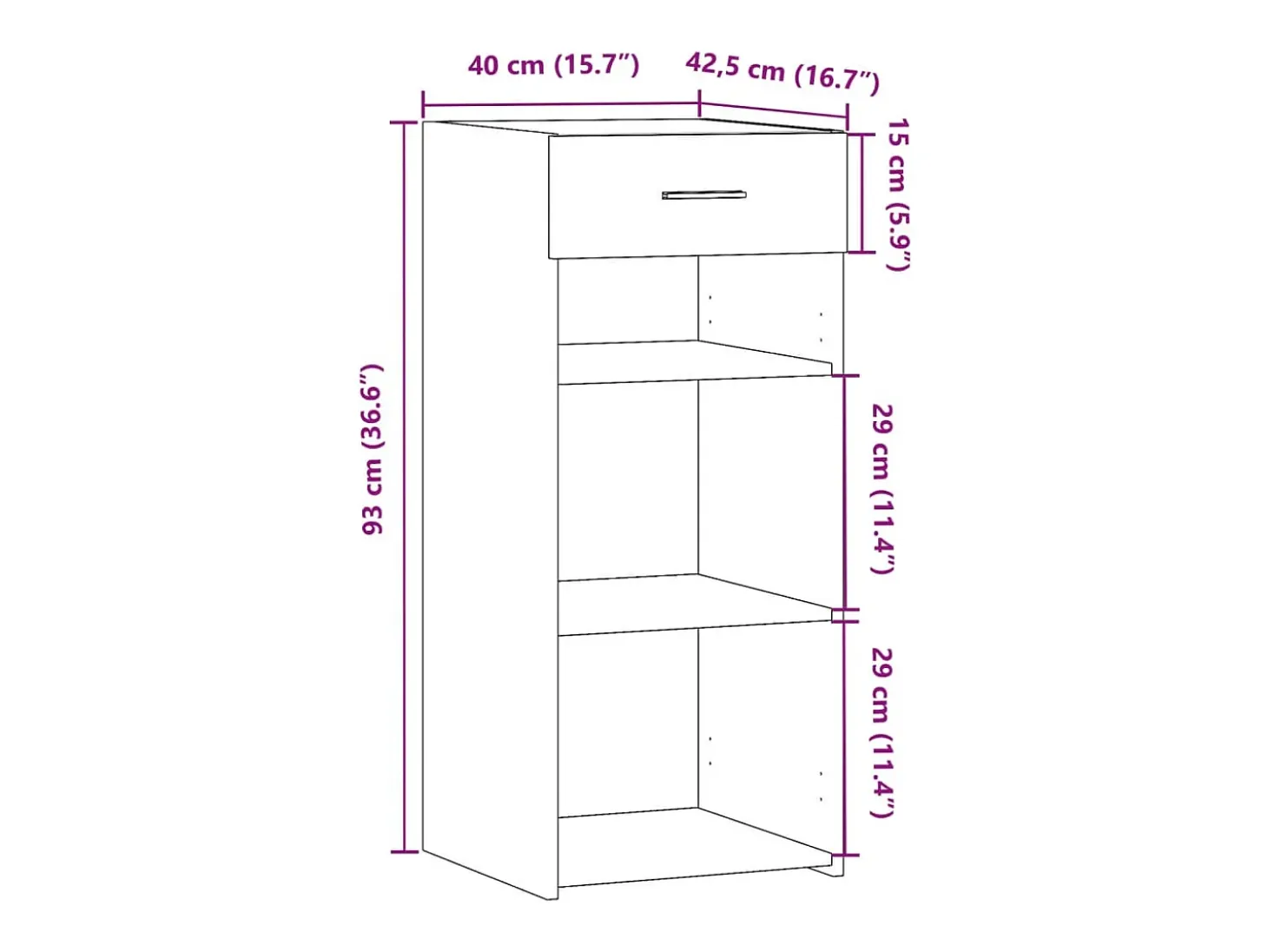 Aparador buffet cómoda mueble mueble de almacenaje organizador cocina salón salón 40 x 42,5 x 93 cm madera contrachapada marrón 02_0030945
