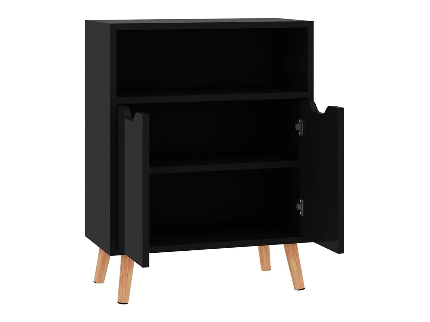 Aparador buffet cómoda mueble almacenaje organizador cocina salón brillante 60 x 30 x 72 cm madera contrachapada negro 02_0036166