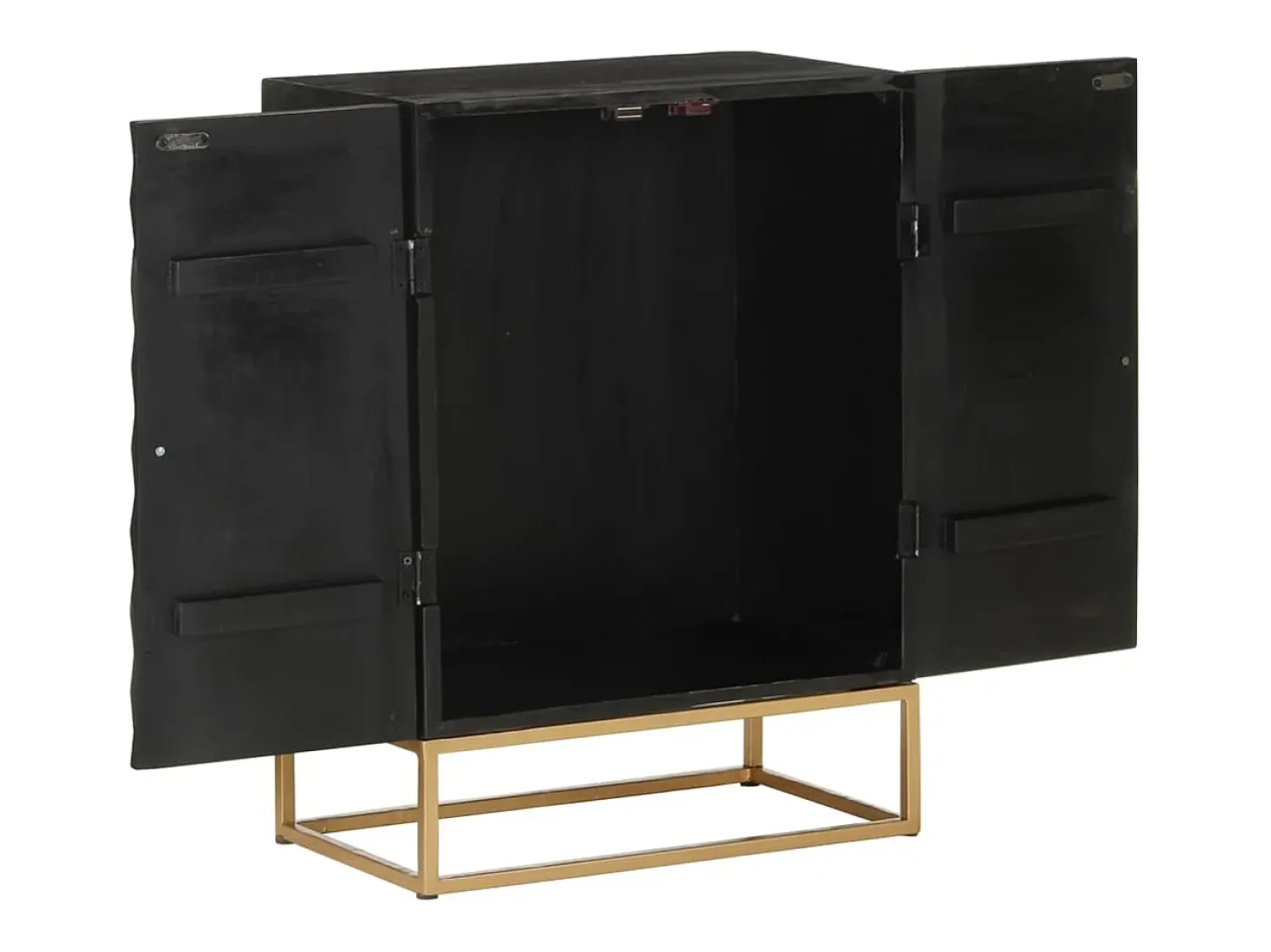 Aparador buffet cómoda mueble almacenaje organizador cocina salón salón 55 x 34 x 75 cm madera maciza de mango y hierro negro 02_0035953
