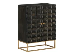Aparador buffet cómoda mueble almacenaje organizador cocina salón salón 55 x 34 x 75 cm madera maciza de mango y hierro negro 02_0035953