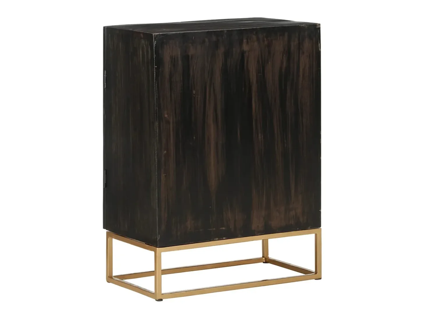 Aparador buffet cómoda mueble almacenaje organizador cocina salón salón 55 x 34 x 75 cm madera maciza de mango y hierro negro 02_0035953