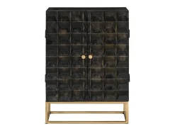 Aparador buffet cómoda mueble almacenaje organizador cocina salón salón 55 x 34 x 75 cm madera maciza de mango y hierro negro 02_0035953