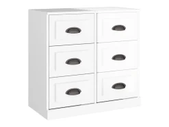 Aparador buffet cómoda mueble almacenaje organizador cocina salón salón juego de 2 madera contrachapada blanco brillante 02_0036723