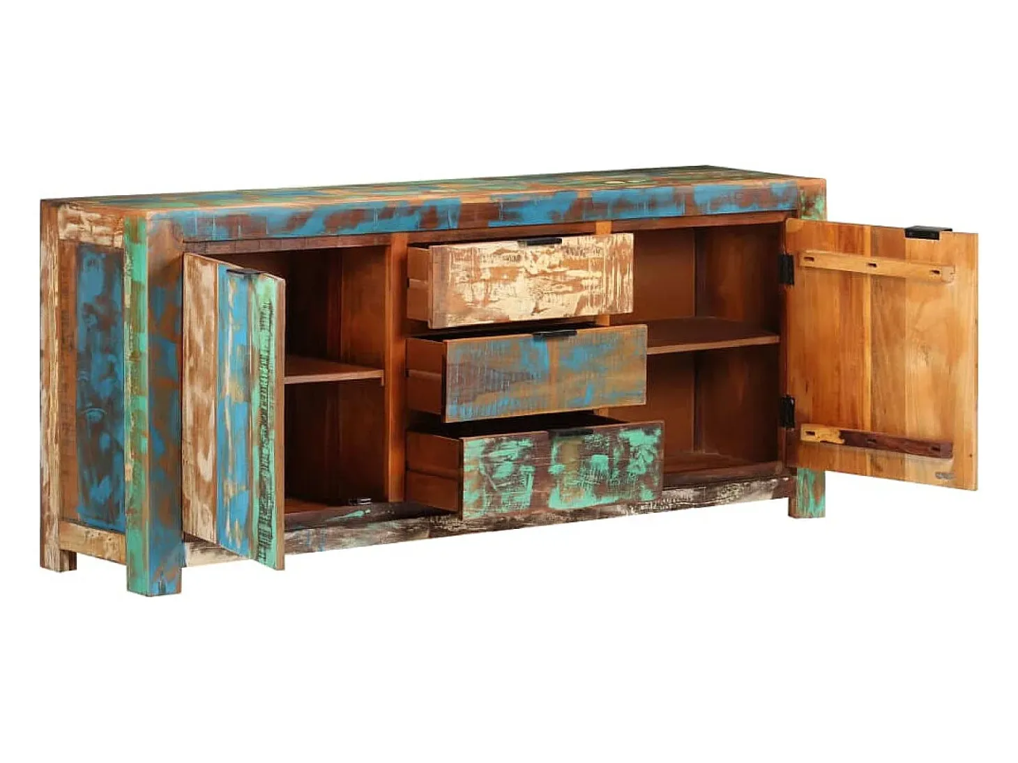 Aparador buffet cómoda mueble mueble de almacenaje organizador cocina salón salón 175 x 40 x 75 cm madera maciza recuperada marrón 02_0029562