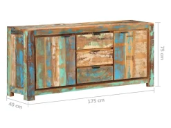 Aparador buffet cómoda mueble mueble de almacenaje organizador cocina salón salón 175 x 40 x 75 cm madera maciza recuperada marrón 02_0029562