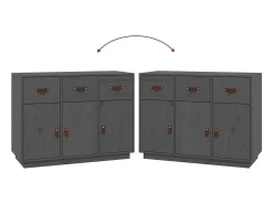 Aparador buffet cómoda mueble almacenaje organizador cocina salón salón 100 x 40 x 75 cm madera maciza de pino gris 02_0031766