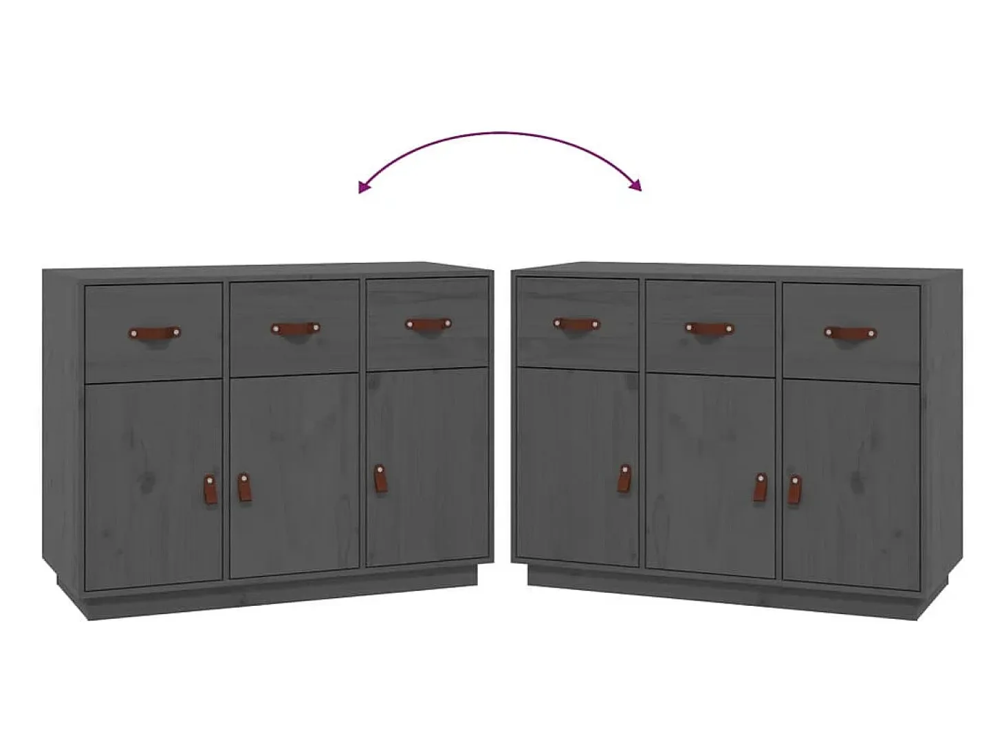 Aparador buffet cómoda mueble almacenaje organizador cocina salón salón 100 x 40 x 75 cm madera maciza de pino gris 02_0031766