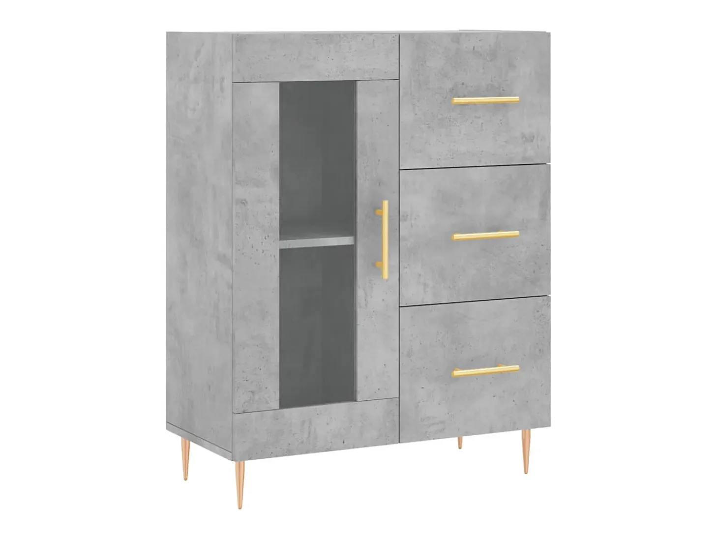Aparador buffet cómoda mueble mueble de almacenaje organizador cocina salón salón alto 69,5 x 34 x 180 cm madera contrachapada gris 02_0034602