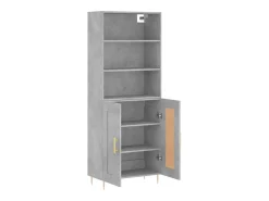 Aparador buffet cómoda mueble mueble de almacenamiento organizador cocina salón salón alto 69,5 x 34 x 180 cm madera contrachapada gris 02_0034681