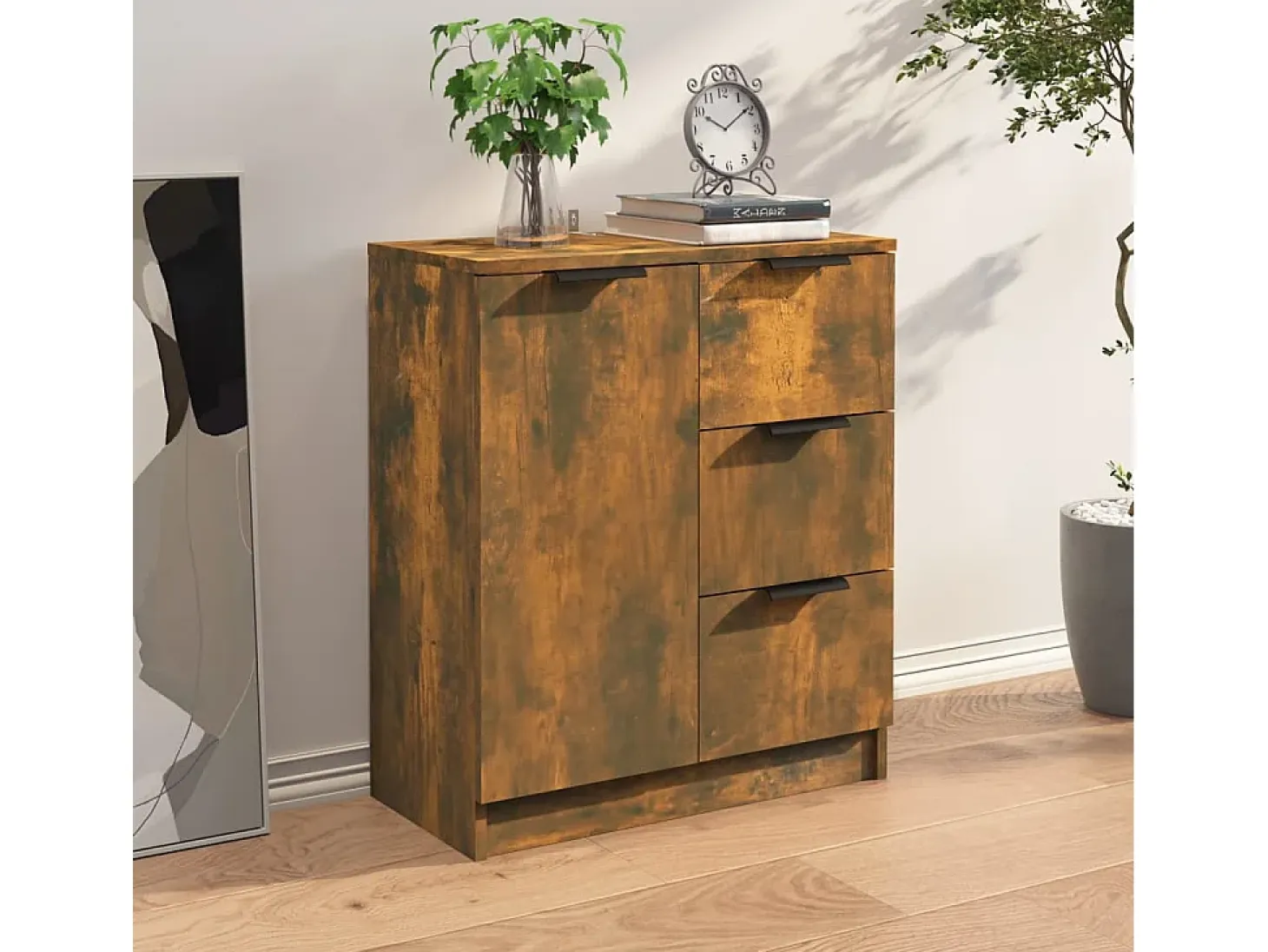 Aparador buffet cómoda mueble mueble de almacenaje organizador cocina salón salón 60 x 30 x 70 cm madera contrachapada marrón 02_0030961