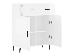 Aparador buffet cómoda mueble mueble de almacenaje organizador cocina salón brillante 69,5 x 34 x 90 cm madera contrachapada blanco 02_0030740