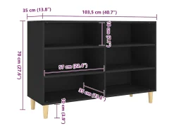 Aparador buffet cómoda mueble mueble de almacenamiento organizador cocina salón salón 103,5 x 35 x 70 cm madera contrachapada negra 02_0035824