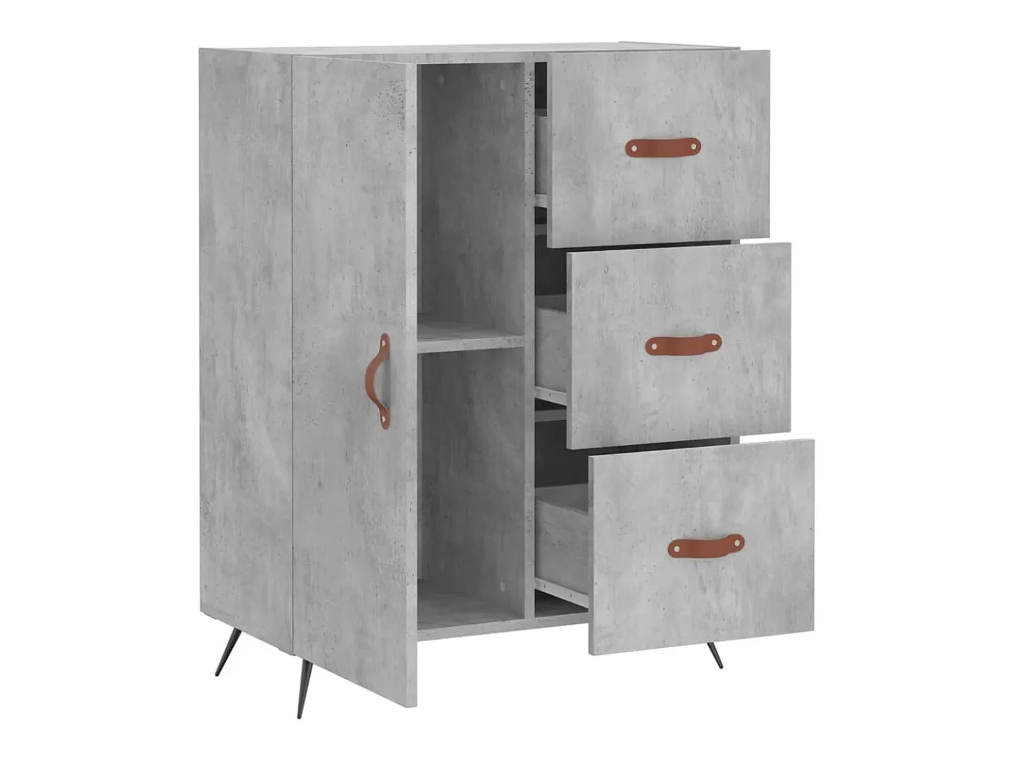 Aparador buffet cómoda mueble mueble de almacenaje organizador cocina salón salón 69,5 x 34 x 90 cm madera contrachapada gris 02_0032048