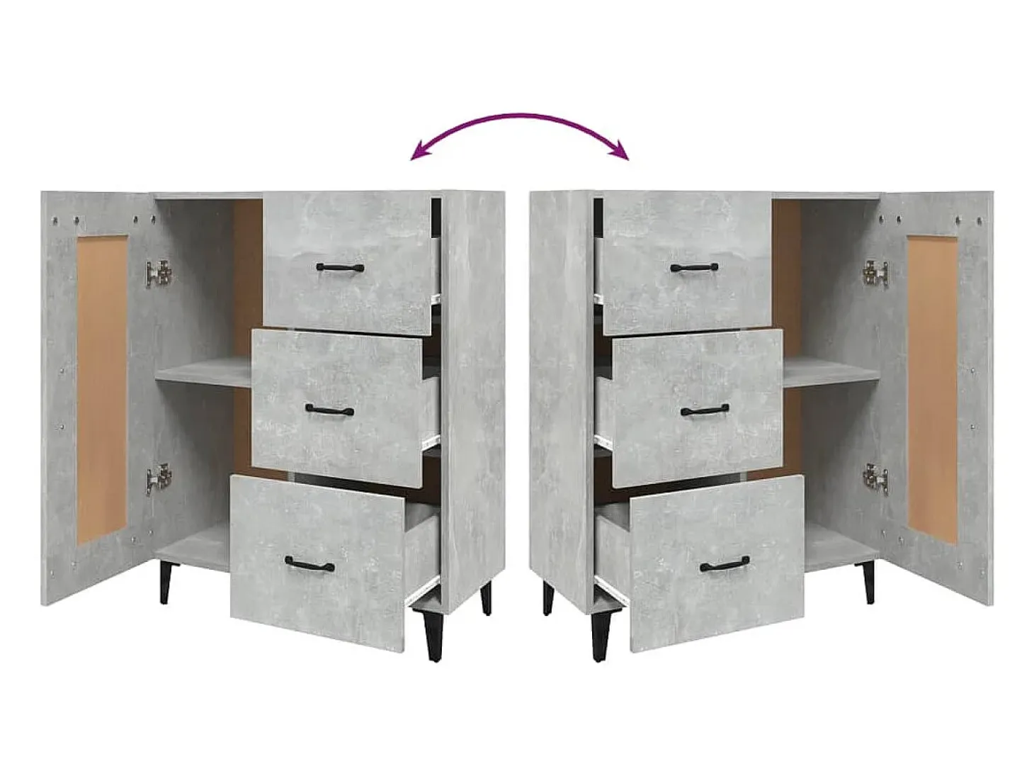 Aparador buffet cómoda mueble mueble de almacenaje organizador cocina salón salón 69,5 x 34 x 90 cm madera contrachapada gris 02_0032065