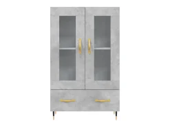 Aparador buffet cómoda mueble mueble de almacenamiento organizador cocina salón salón alto 69,5 x 31 x 115 cm madera contrachapada gris 02_0034481
