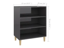 Aparador buffet cómoda mueble almacenaje organizador cocina salón brillante 57 x 35 x 70 cm madera contrachapada gris 02_0031816
