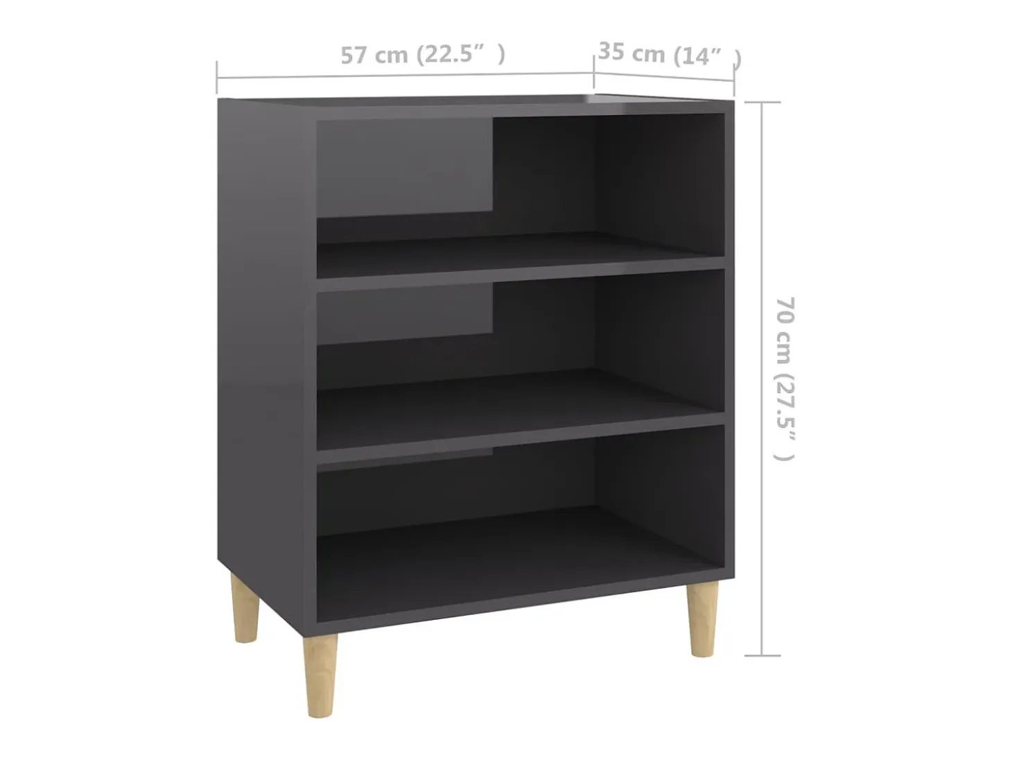 Aparador buffet cómoda mueble almacenaje organizador cocina salón brillante 57 x 35 x 70 cm madera contrachapada gris 02_0031816