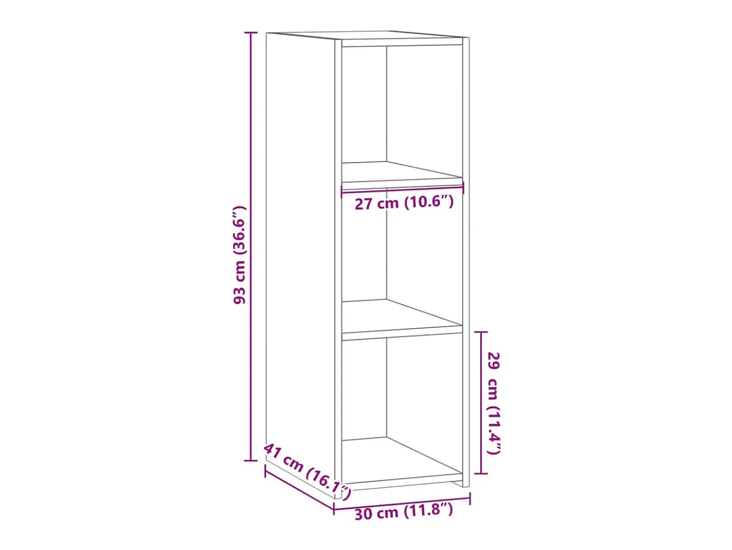 Aparador buffet cómoda mueble mueble de almacenaje organizador cocina salón salón 30 x 41 x 93 cm madera contrachapada marrón 02_0030871