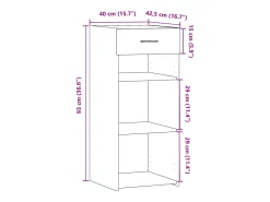 Aparador buffet cómoda mueble mueble de almacenaje organizador cocina salón salón 40 x 42,5 x 93 cm madera contrachapada negra 02_0035943