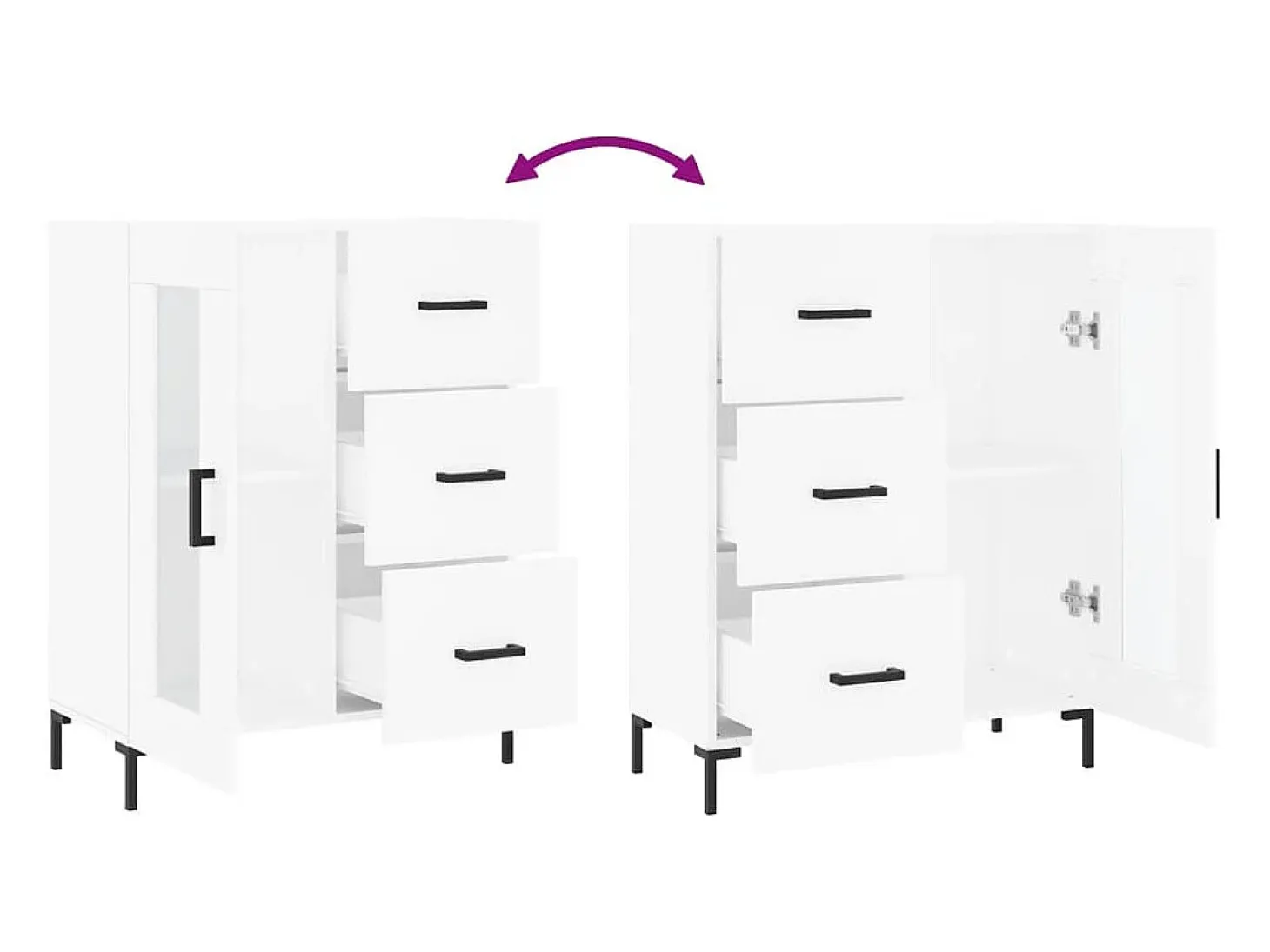 Aparador buffet cómoda mueble mueble de almacenaje organizador cocina salón salón 69,5 x 34 x 90 cm madera contrachapada blanco 02_0030420