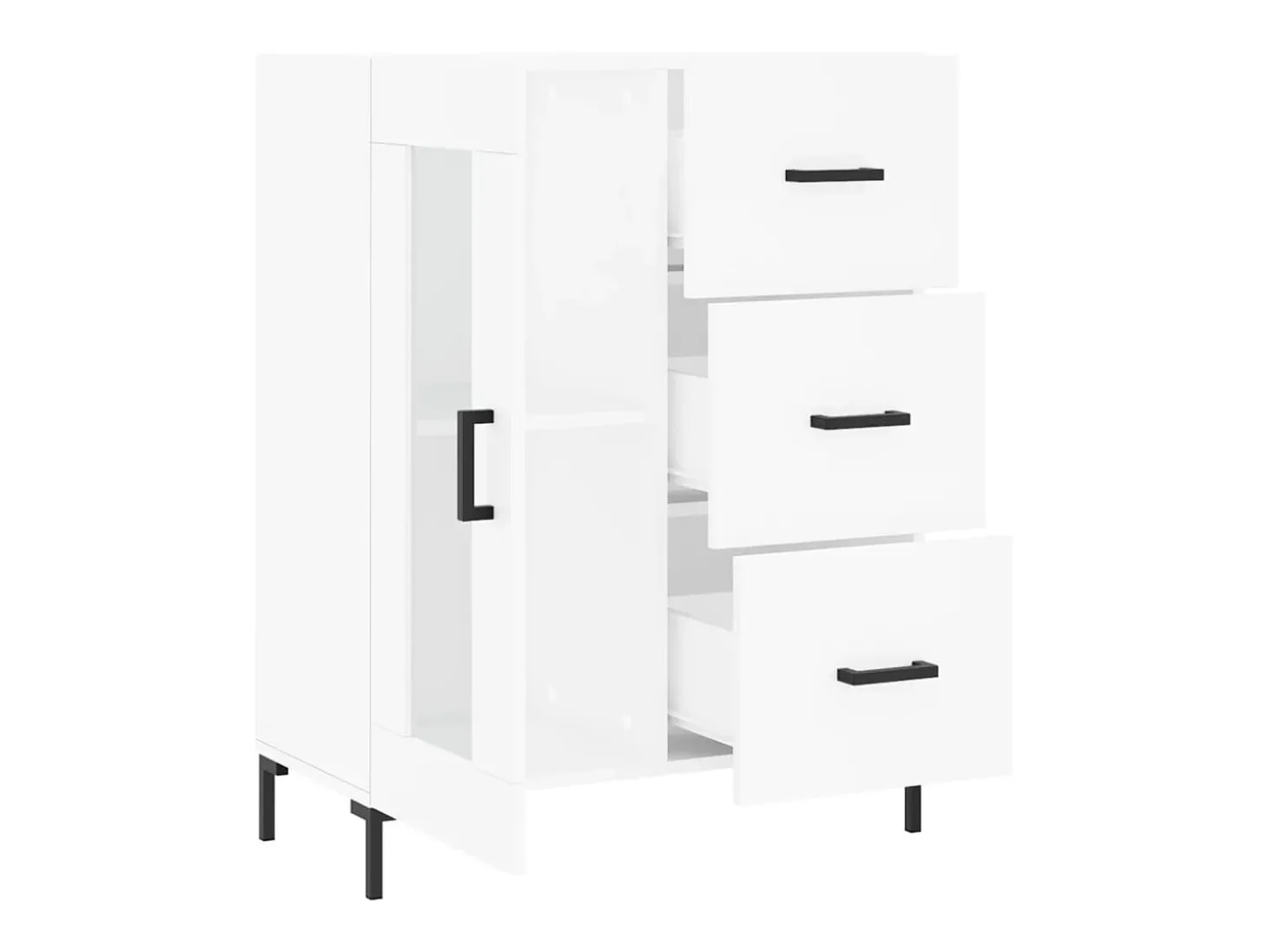 Aparador buffet cómoda mueble mueble de almacenaje organizador cocina salón salón 69,5 x 34 x 90 cm madera contrachapada blanco 02_0030420