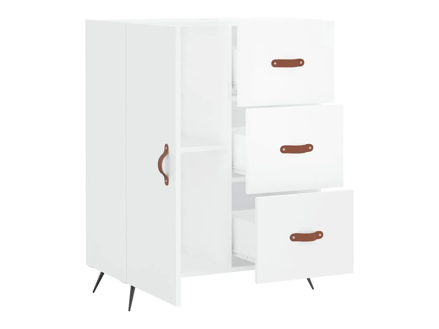 Aparador buffet cómoda mueble mueble de almacenaje organizador cocina salón brillante 69,5 x 34 x 90 cm madera contrachapada blanco 02_0030708