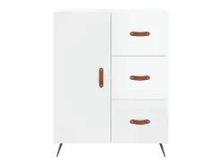 Aparador buffet cómoda mueble mueble de almacenaje organizador cocina salón brillante 69,5 x 34 x 90 cm madera contrachapada blanco 02_0030708