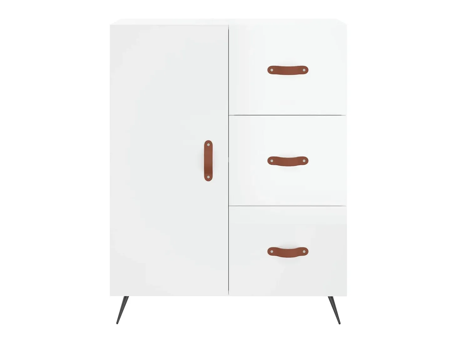 Aparador buffet cómoda mueble mueble de almacenaje organizador cocina salón brillante 69,5 x 34 x 90 cm madera contrachapada blanco 02_0030708