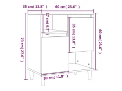 Aparador buffet cómoda mueble mueble de almacenaje organizador cocina salón salón 60 x 35 x 70 cm madera contrachapada marrón 02_0030987