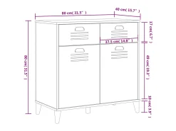 Aparador buffet cómoda mueble mueble de almacenaje organizador cocina salón salón 80 x 40 x 80 cm madera contrachapada blanco 02_0036620