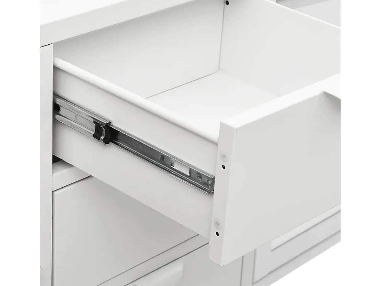 Aparador buffet cómoda mueble almacenaje organizador cocina salón salón 105 x 35 x 70 cm acero y vidrio templado blanco 02_0030193