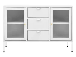Aparador buffet cómoda mueble almacenaje organizador cocina salón salón 105 x 35 x 70 cm acero y vidrio templado blanco 02_0030193