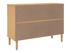 Aparador buffet cómoda mueble almacenaje organizador cocina salón salón aspecto ratán 112 x 40 x 80 cm madera maciza de pino marrón 02_0036230