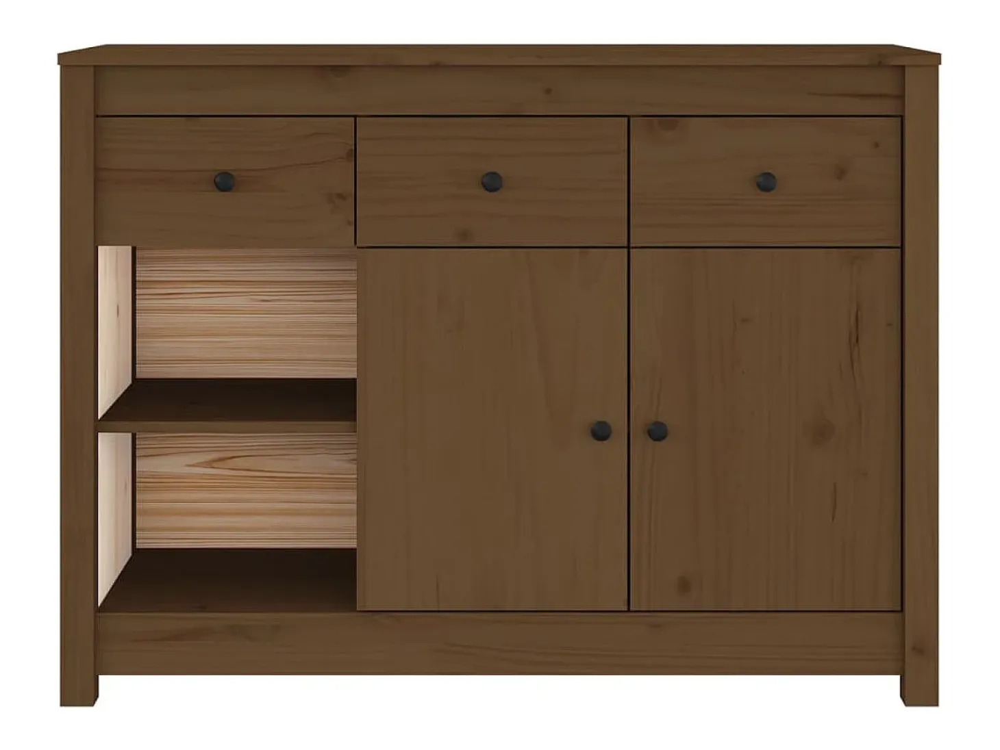 Aparador buffet cómoda mueble almacenaje organizador cocina salón salón 100 x 35 x 74 cm madera maciza de pino marrón 02_0035726