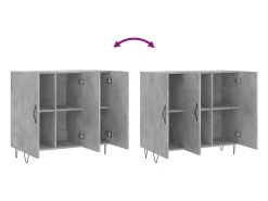 Aparador buffet cómoda mueble mueble de almacenaje organizador cocina salón salón 90 x 34 x 80 cm madera contrachapada gris 02_0032122