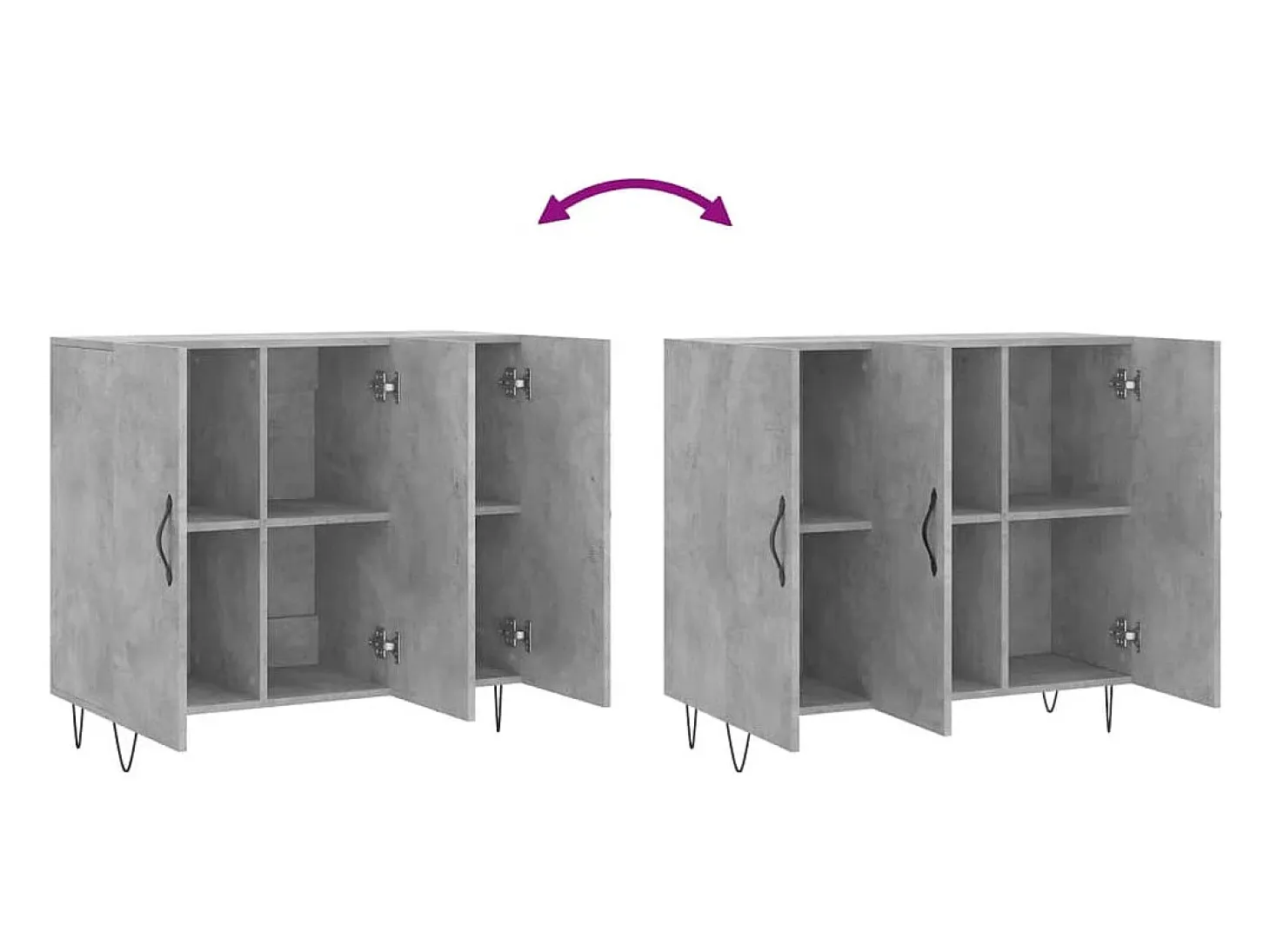 Aparador buffet cómoda mueble mueble de almacenaje organizador cocina salón salón 90 x 34 x 80 cm madera contrachapada gris 02_0032122