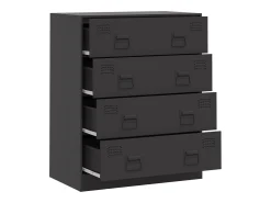 Aparador buffet cómoda mueble almacenaje organizador cocina salón salón 67 x 39 x 83 cm acero negro 02_0036015