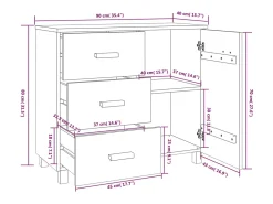 Aparador buffet cómoda mueble mueble de almacenaje organizador cocina salón salón 90 x 40 x 80 cm madera maciza de pino marrón 02_0032181
