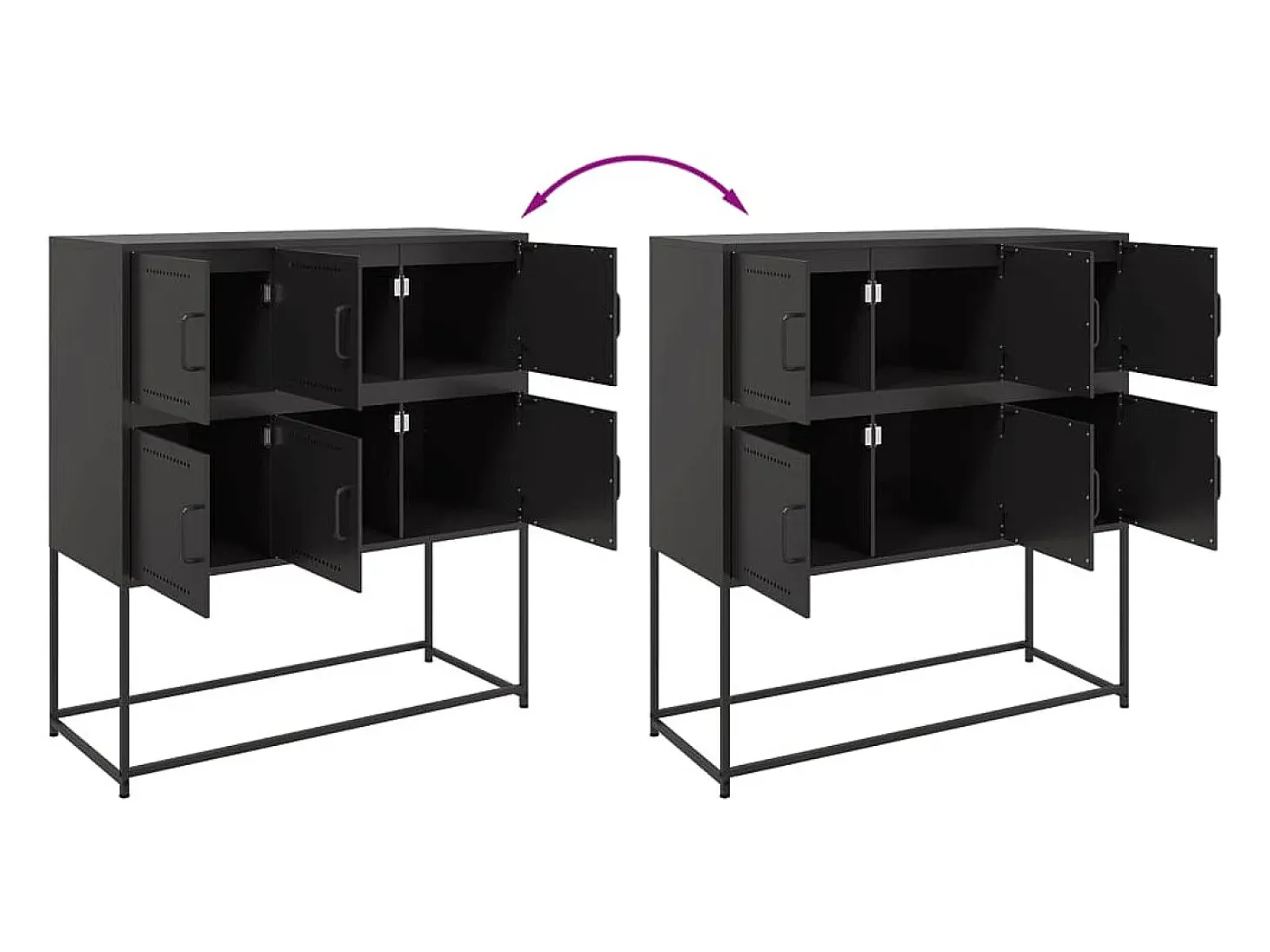 Aparador buffet cómoda mueble almacenaje organizador cocina salón salón 100,5 x 39 x 107 cm acero negro 02_0035779