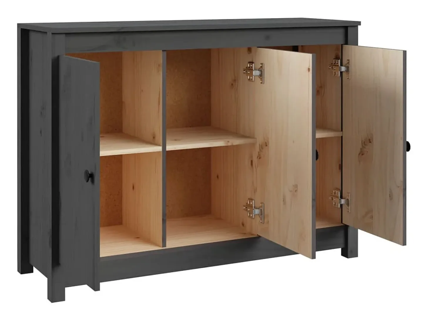 Aparador buffet cómoda mueble almacenaje organizador cocina salón salón 100 x 35 x 74 cm madera maciza de pino gris 02_0031763