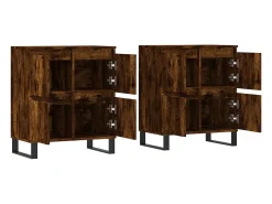 Aparador buffet cómoda mueble almacenaje organizador cocina salón salón juego de 2 madera contrachapada marrón 02_0036759