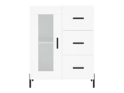 Aparador buffet cómoda mueble mueble de almacenamiento organizador cocina salón salón alto 69,5 x 34 x 180 cm madera contrachapada blanco 02_0032618