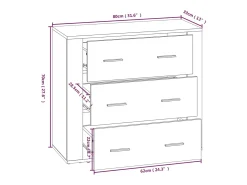 Aparador buffet cómoda mueble mueble de almacenaje organizador cocina salón salón 80 x 33 x 70 cm madera contrachapada blanco 02_0030513