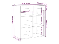 Aparador buffet cómoda mueble mueble de almacenaje organizador cocina salón salón 80 x 42,5 x 93 cm madera contrachapada blanco 02_0030520