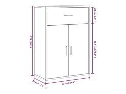 Aparador buffet cómoda mueble mueble de almacenaje organizador cocina salón salón 60 x 30 x 84 cm madera contrachapada marrón 02_0030965