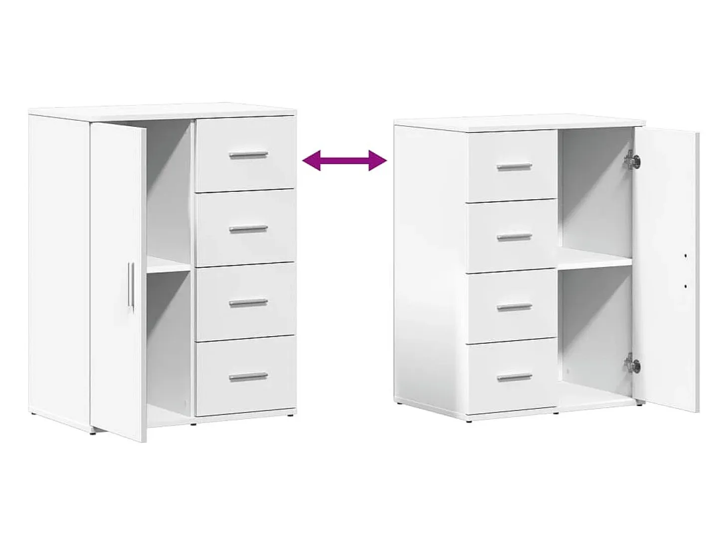 Aparador buffet cómoda mueble almacenaje organizador cocina salón salón 59 x 39 x 80 cm madera contrachapada blanco 02_0030326