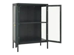 Aparador buffet cómoda mueble mueble almacenaje organizador cocina salón salón 75 x 35 x 105 cm acero y cristal antracita 02_0029710