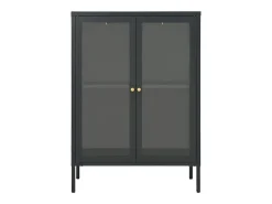 Aparador buffet cómoda mueble mueble almacenaje organizador cocina salón salón 75 x 35 x 105 cm acero y cristal antracita 02_0029710